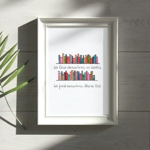 Literary Watercolor Print: Colorful Books Wall Art