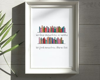 Literary Watercolor Print: Colorful Books Wall Art