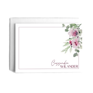 Floral Personalized Notecards: Watercolor Flower Stationery Set
