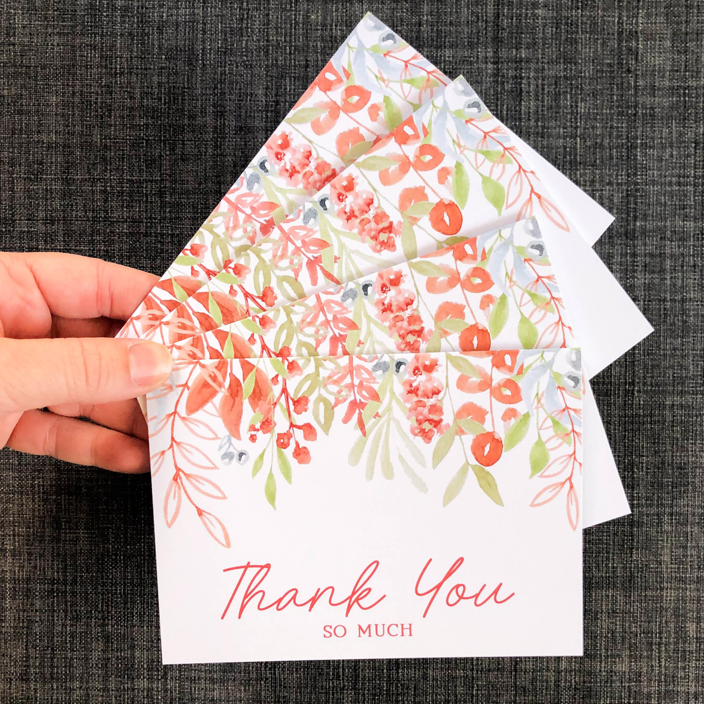 Watercolor Flower Thank You Card: Hand-painted Floral Curtain - Etsy