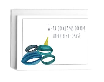 Clam Pun Birthday Card: Funny Seafood Greeting