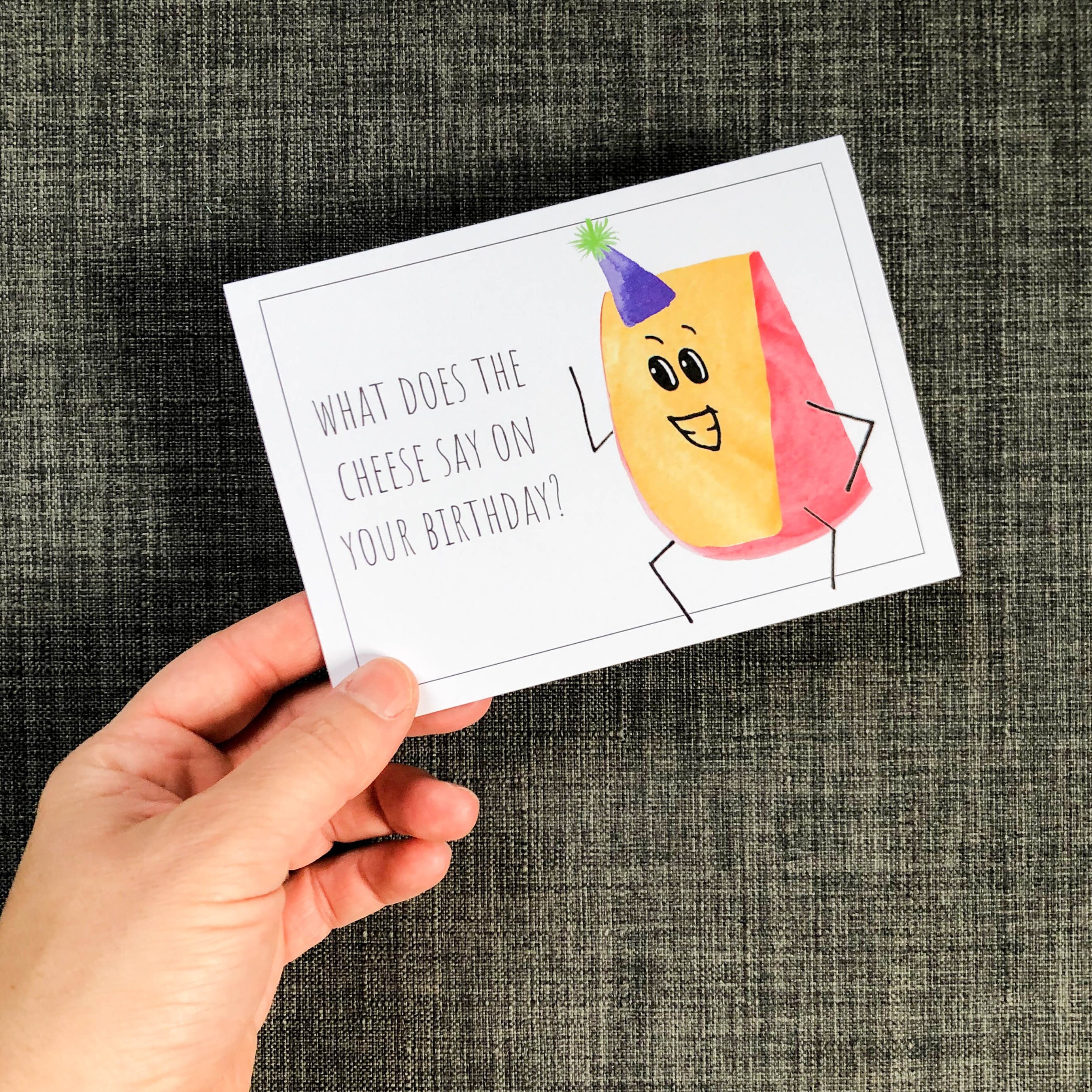 Cheese Joke Birthday Card Birthday Greeting Card Pun Greeting Card Joke