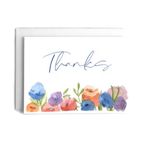 Flower Garden Thank You Card | Thank You Greeting Card | Colorful Watercolor Card | Floral Thanks Card | Flower Blossoms | Hand Painted Card