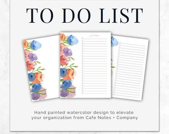 Floral To Do List: Watercolor Blossom Print (Printable Digital Download)