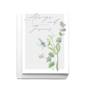 Always and Forever Love Card | Anniversary Greeting Card | Valentine&#39;s Day Card | Watercolor Lily | Romantic Card | Wedding Engagement Card