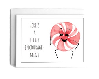 Mint Pun Encouragement Card: Watercolor Candy Joke