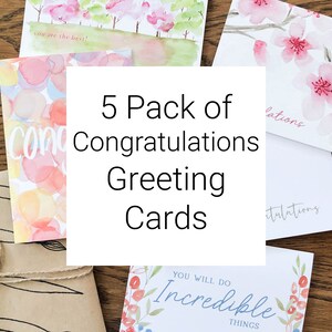 Paquete de 5 tarjetas de felicitación de felicitación / Colección de tarjetas de felicitación / Tarjetas de felicitación de acuarela / Paquete múltiple de felicitaciones