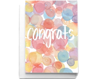 Rainbow Congratulations Card | Congrats Greeting Card | Rainbow Bubble Card | Watercolor Card | Hand Painted Card | Graduation Card