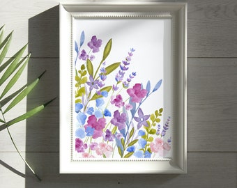 Sweeping Flowers Watercolor Print | Watercolor Flower Painting | Watercolor Floral Home Decor | Wildflower Watercolor Artwork | Art Print