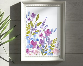 Wildflower Watercolor Art Print: Colorful Floral Home Decor