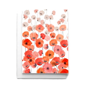 Red Poppies Watercolor Blank Card: Spring Flower Notecard