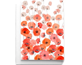 Red Poppies Watercolor Blank Card: Spring Flower Notecard