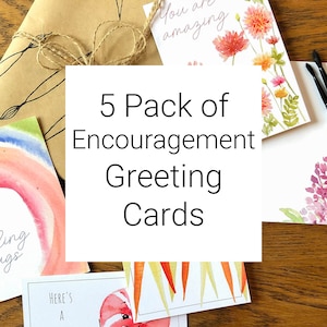 5 Pack of Encouragement Greeting Cards | Encouragement Card Collection | Watercolor Encouragement Card | Encouragement Multi Pack |Card Pack