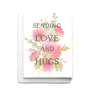 Floral Watercolor Thinking of You Card: Love and Hugs