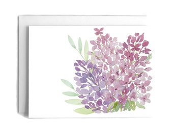 Lilac Cluster Blank Card | Blank Greeting Card | Flower Card | Watercolor Card | Hand Painted Card | Lilac Card | Watercolor Lilac Card