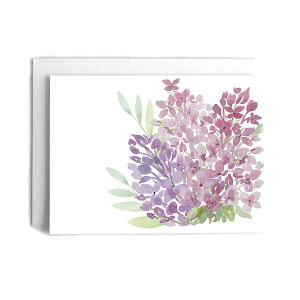 Lilac Cluster Blank Card | Blank Greeting Card | Flower Card | Watercolor Card | Hand Painted Card | Lilac Card | Watercolor Lilac Card