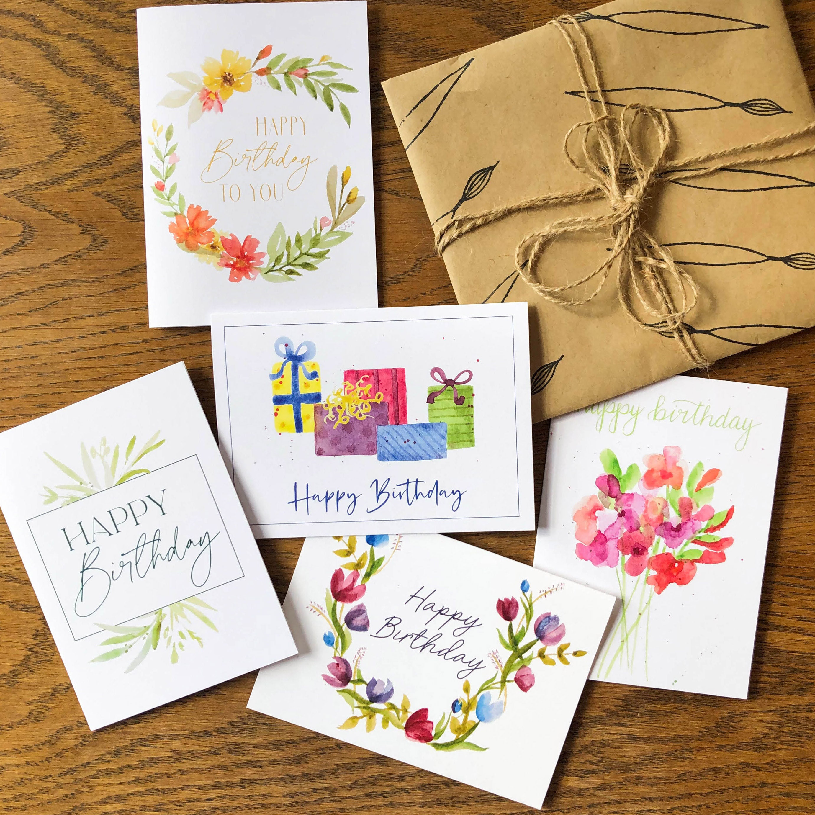 Watercolor Birthday Card Set: Hand-painted Floral Designs, 5 Pack - Etsy