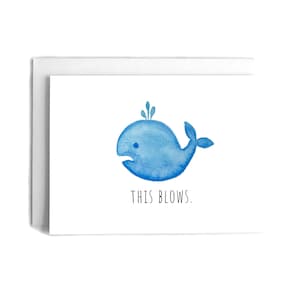 Sad Whale Sympathy Card: This Blows Watercolor Pun
