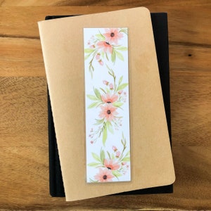 Peach Flower Bookmark | Watercolor Bookmark | Laminated Bookmark Set | Book Club Gift | Book Lover&#39;s Art | Reader Gift | Gardener Gift