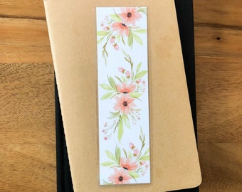 Peach Flower Bookmark: Laminated Watercolor Art, Book Lover Gift