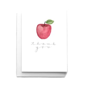 Watercolor Apple Thank You Card: Teacher Appreciation Gift