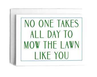 Funny Lawn Mowing Birthday Card: Dad Joke for Husband