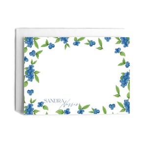 Blueberry Watercolor Personalized Notecards: Custom Stationery Set
