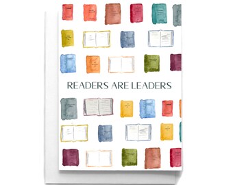 Readers are Leaders Card: Watercolor Book Lover Greeting