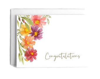Watercolor Flowers Congratulations Card: Floral Greeting