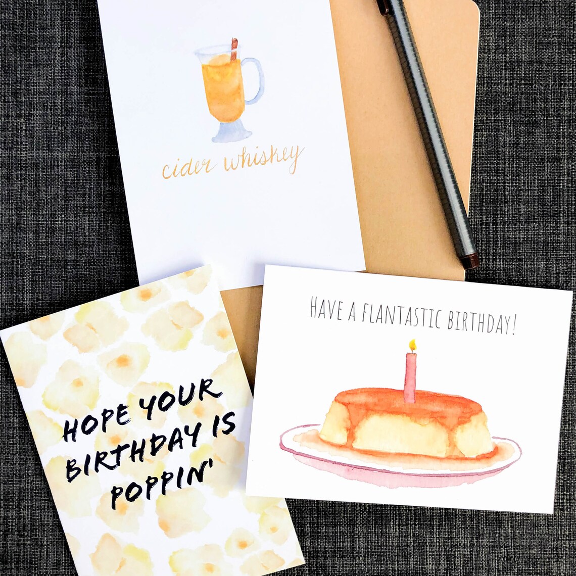 Popcorn Joke Birthday Card Popcorn Card Food Pun Birthday Etsy