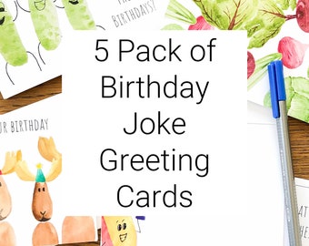 5 Pack of Funny Birthday Greeting Cards | Birthday Jokes Card Collection | Birthday Card Multi Pack | Kid Birthday Card Pack | Birthday Puns