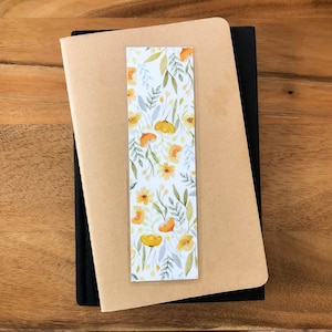 Golden Flowers Bookmark | Watercolor Bookmark | Laminated Bookmark Set | Book Club Gift | Book Lover&#39;s Art | Reader Gift | Gardener Gift