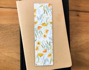 Golden Flowers Bookmark: Laminated Watercolor Art