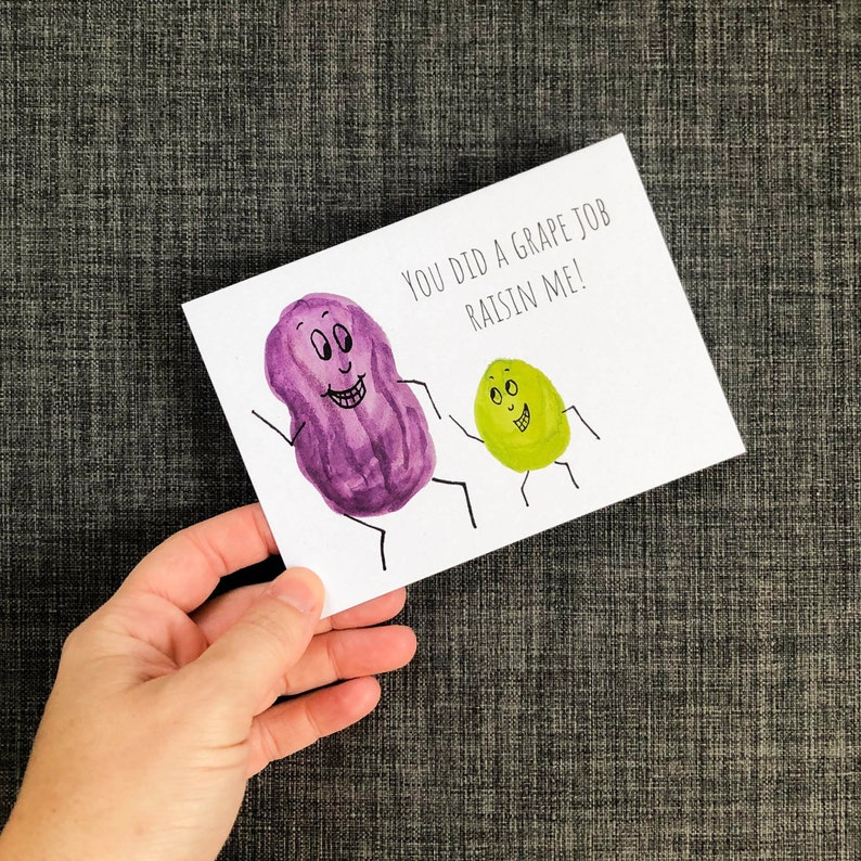 Grape Pun Father's Day Card Raisin Pun Card Father's Day Card Dad Joke