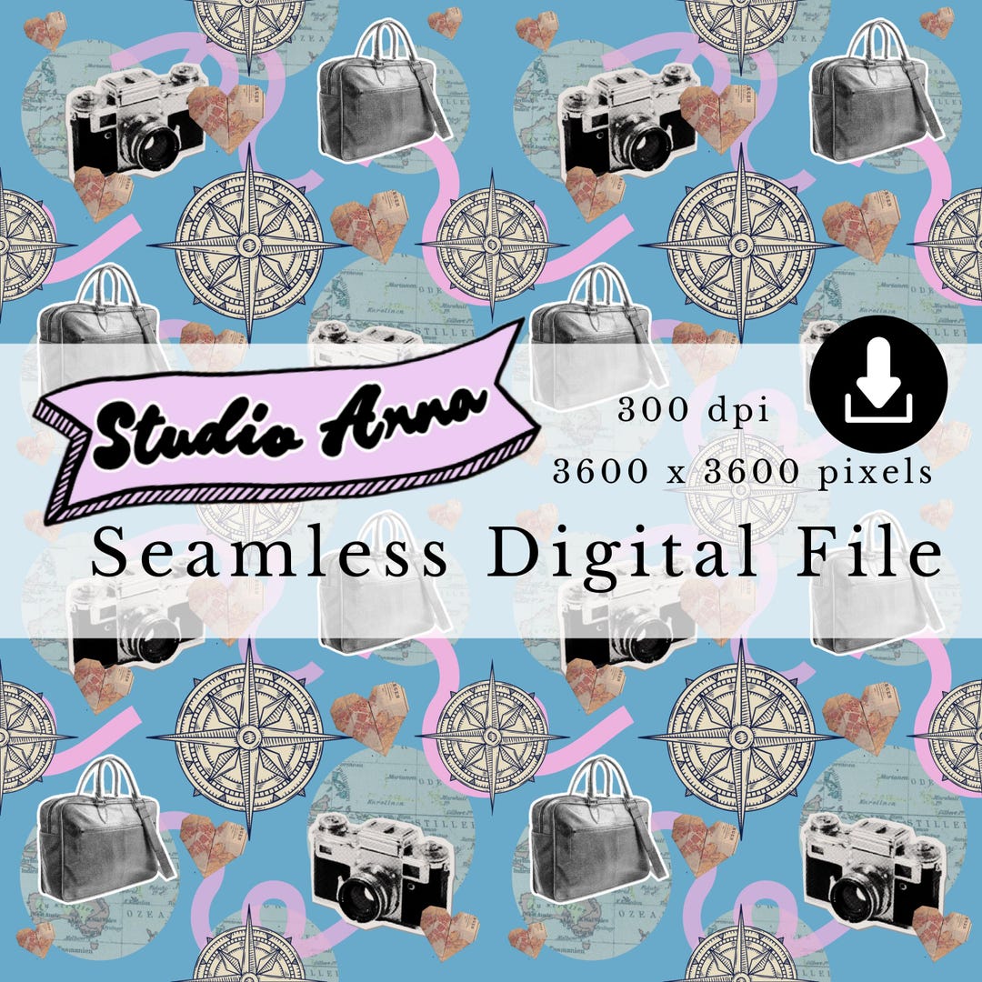 Travel Repeat Pattern Seamless Pattern Tile Design, Vintage Travel Repeating Pattern. - Etsy UK