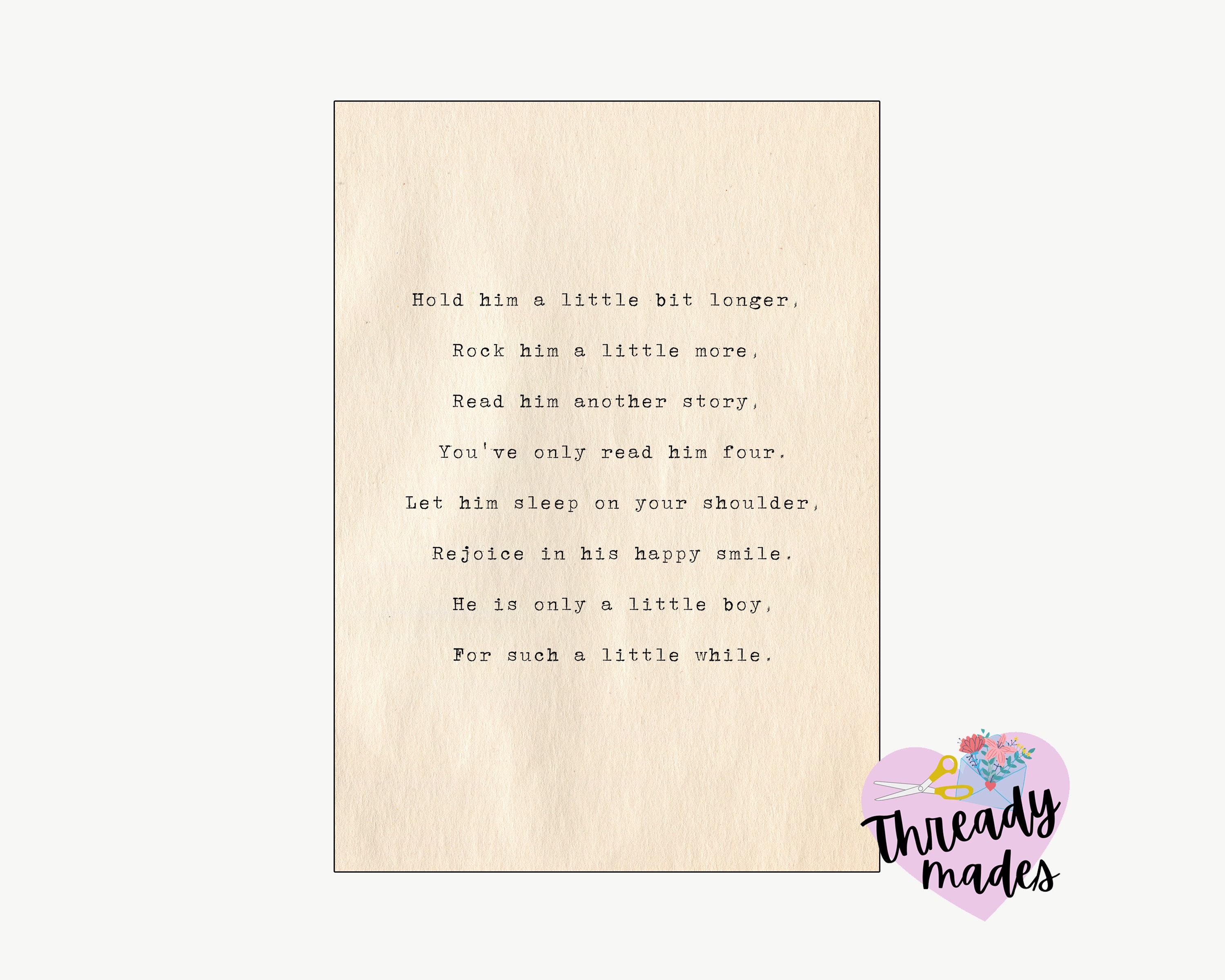 Hold Him a Little Longer Poem Print Keepsake Gift for - Etsy