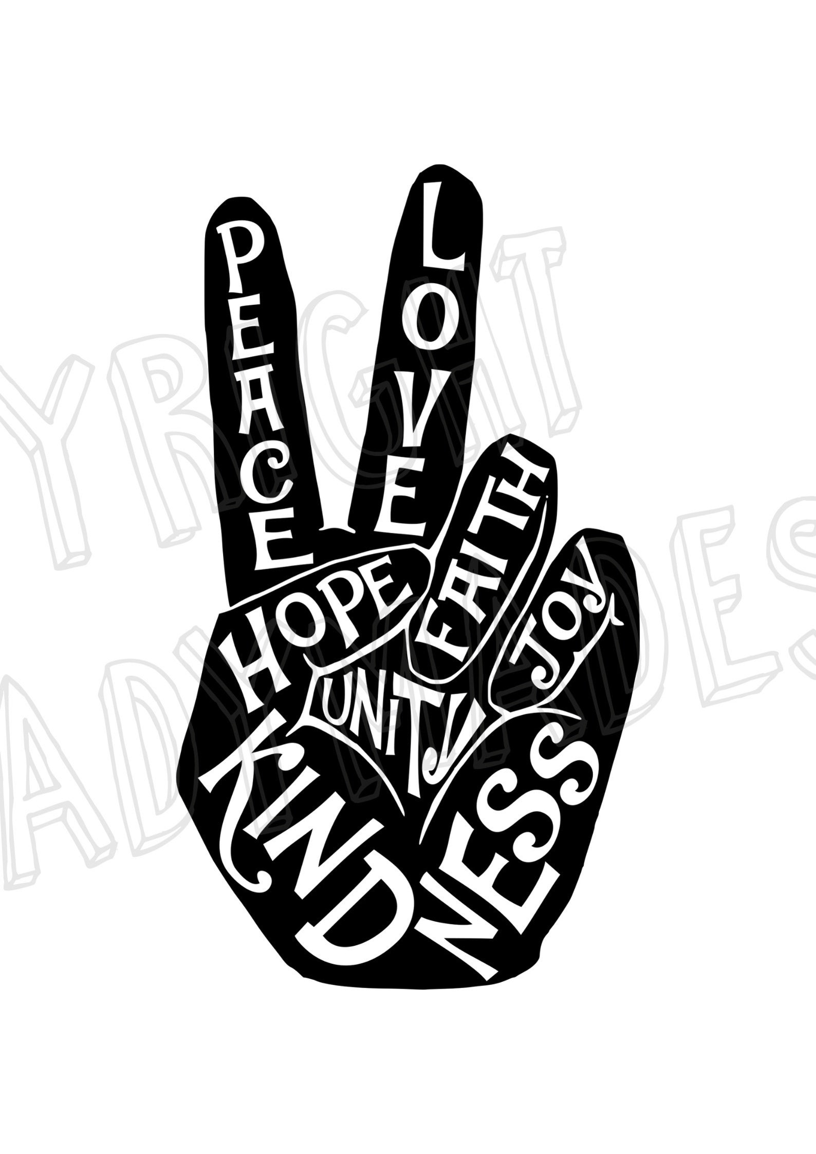 Peace Love Kindness Hand Positive Wall Statement Art Print Etsy Canada