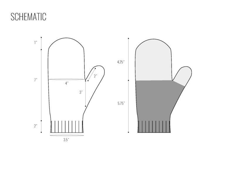Puede incluir: Un diagrama esquem&aacute;tico de un guante con medidas en pulgadas. El guante mide 7 pulgadas de largo, 4 pulgadas de ancho en la palma, 3 pulgadas de ancho en el pulgar y 2 pulgadas de ancho en la abertura del pulgar. El pu&ntilde;o mide 2 pulgadas de largo y 3,5 pulgadas de ancho.