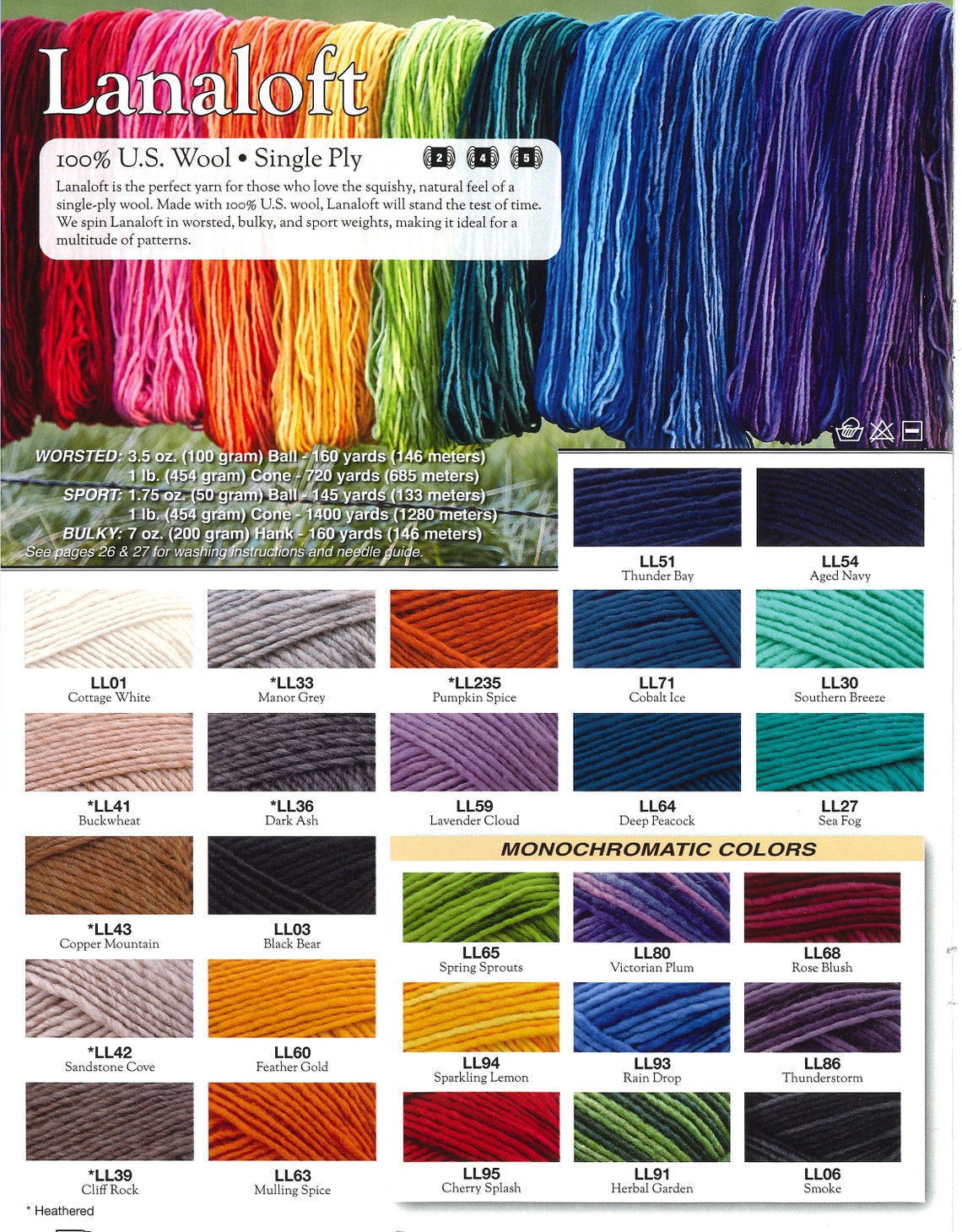 Brown Sheep Lanaloft 100 Wool Ball Yarn Weight Colors AM Etsy