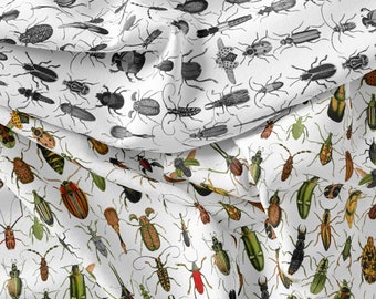 Tissu de coton de qualité supérieure insectes vintage insectes coléoptères style rétro impression numérique personnalisée sur polaire jersey satin HD par la demi-cour