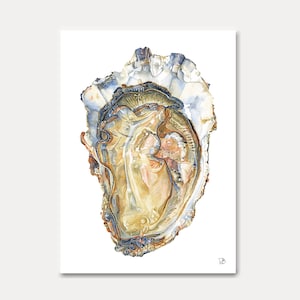 Karta ostryg-karta ostryg, akwarela, akwarela, dekoracja domu, druk, druk artystyczny, ilustracja, malarstwo, rysunek, ostryga