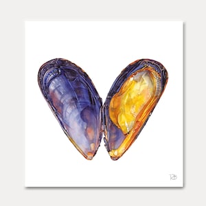 carte moule, carte crustacé, aquarelle, carte, moule , decoration murale, fruits de mer, carte postal ,illustration,peinture,carterie