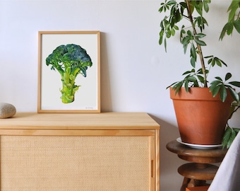 broccoli print - broccoli - broccoli watercolor - vegan - vegetables drawing - vegetables - art print- home decoration - kitchen decoration