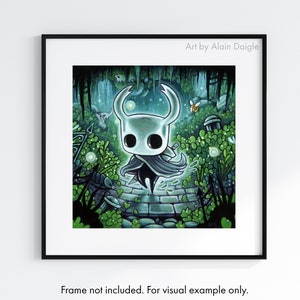 HOLLOW KNIGHT Watercolor Oil Painting Art Print, Video Game Art, Game Room Artwork, Square Ratio