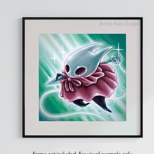 HORNET SILKSONG hollow Knight Watercolor Oil Painting Art Print, Video Game Art, Game Room Artwork, Square Ratio
