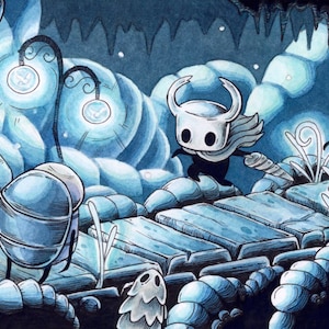 HOLLOW KNIGHT Watercolor Painting Art Print, Video Game Art, Game Room ...