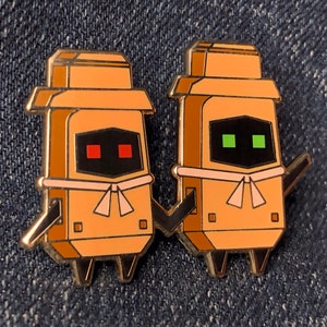 Robots Holding Hands enamel pin gold finish space robot love collectable lapel pin nom nom galaxy pixel junk