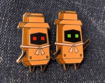 Robots Holding Hands enamel pin gold finish space robot love collectable lapel pin nom nom galaxy pixel junk