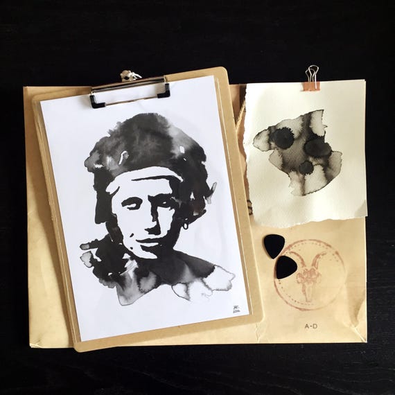 Painting Portrait Pop Star Musician Keith Richards 12X16 Inch Framed Art Print