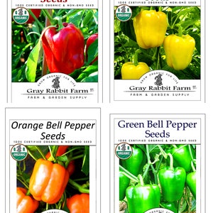 4 Pack Red Bell Pepper Yellow Bell Pepper Orange Bell Pepper Green Bell Peppers seeds